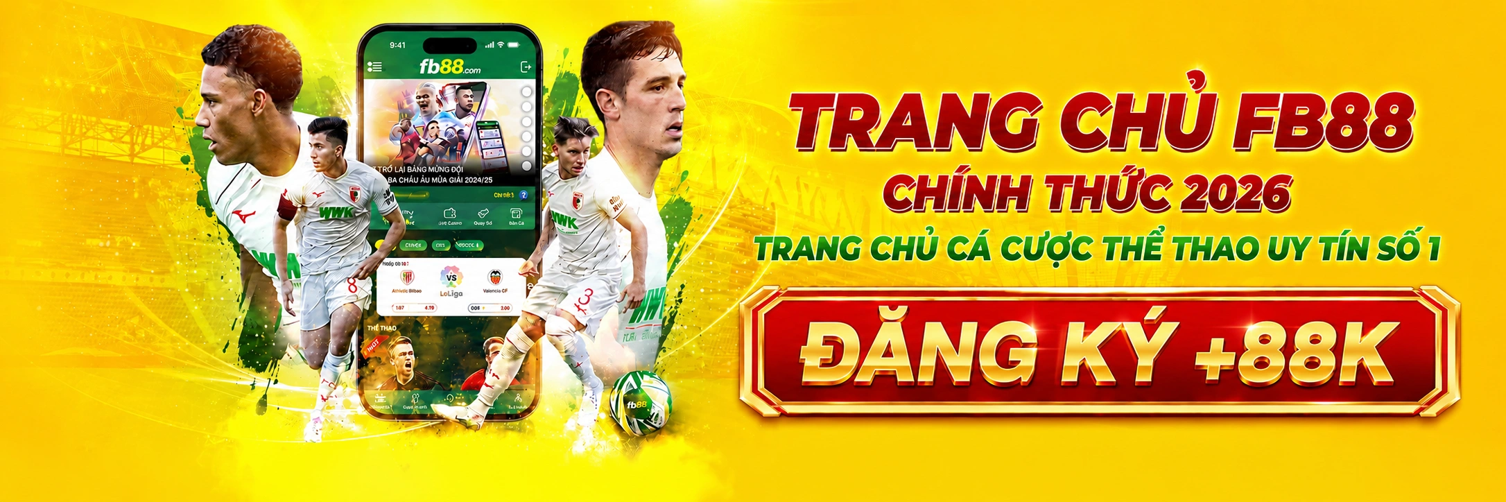 Banner trang chủ FB88 chính thức 2026 đăng ký 88K